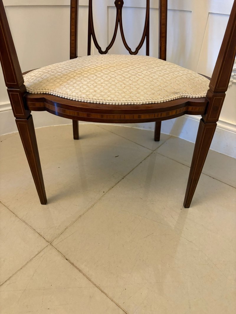 Unusual Antique Victorian Inlaid Mahogany Armchair - Image 7